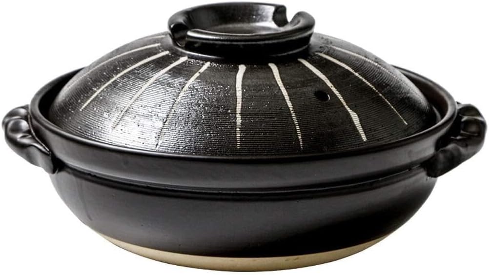 2.8L Japanese-Style Ceramic Casserole Stew Pot, Heat-Resistant Clay Soup Pot with Anti-Overflow Rim, Ideal for Gas Cookers, Stews & Soups