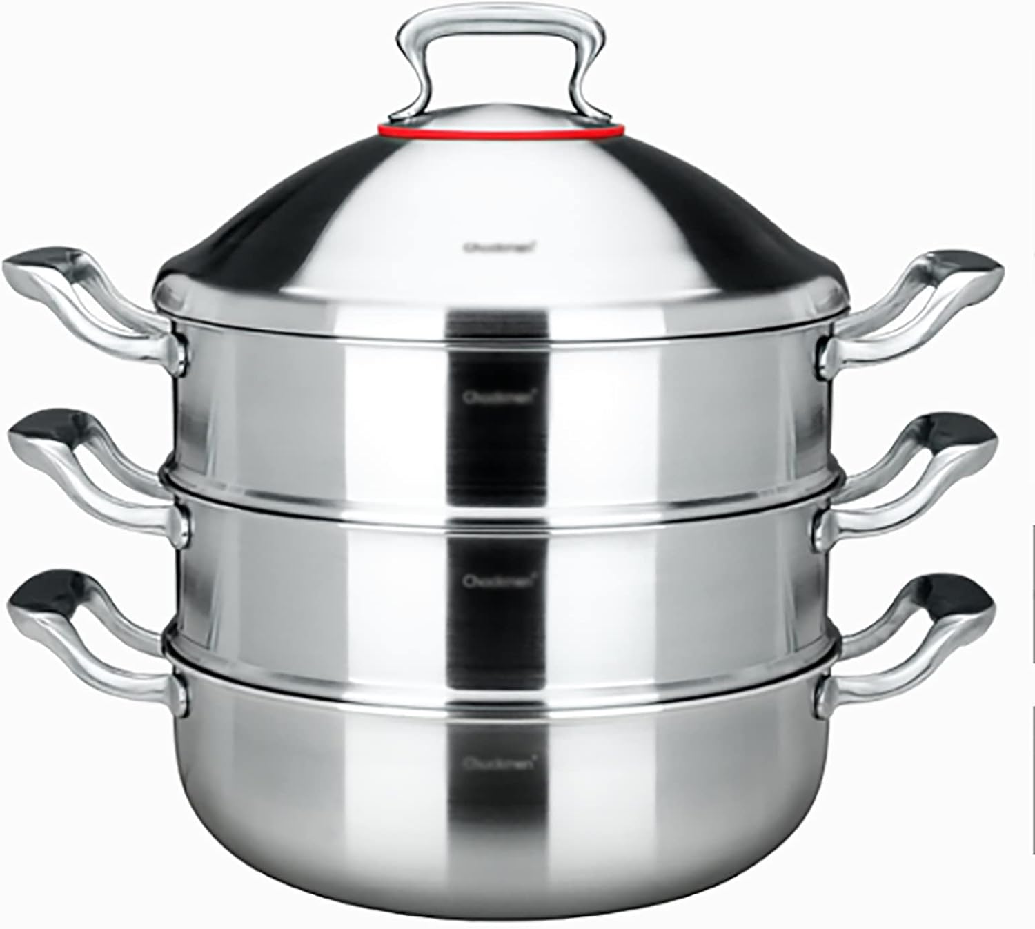 Steamer Cooker/Stock Pot/Frying pan/Wok/Food Grade 304 Stainless Steel,3-Layer Composite Pot Bottom,Steamed Buns,Chicken Soup，30cm