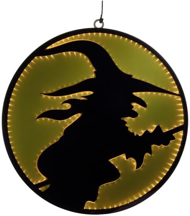 Celebrations Orange 32 in. LED Infinity Witch Hanging Decor