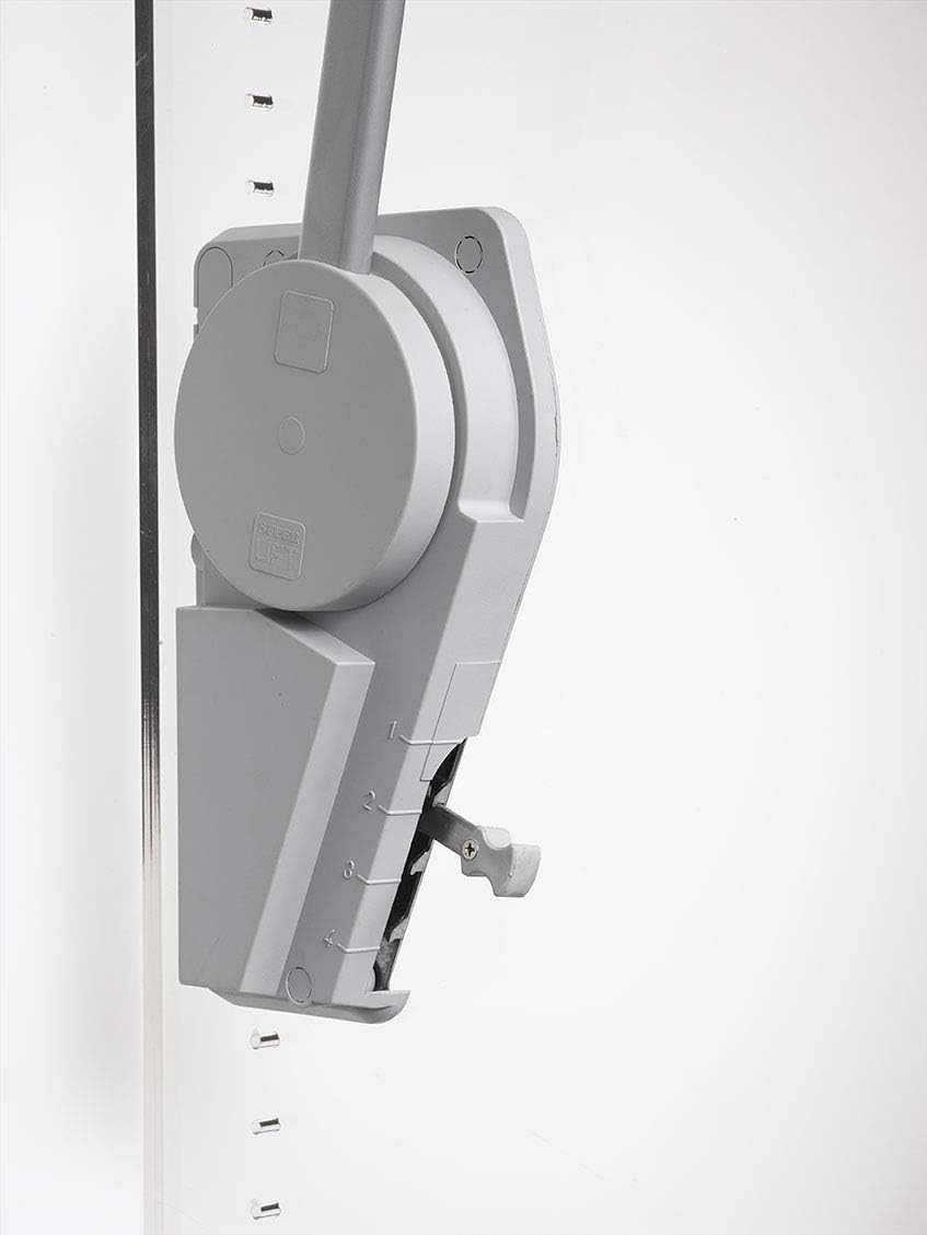 Wood Technology SuperLift Pull Down Closet Rod System, Grey, with Side-Mounted Multi-position Tensioners for Wardrobe Storage Made In Italy