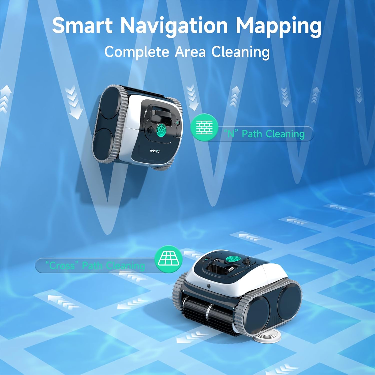 (2025 Upgrade) WYBOT C1 Robotic Pool Vacuum for Inground & Above Ground Pools, 150mins Cordless Pool Cleaner 4-in-1 Wall & Waterline Cleaning Up to 1,614sq.ft, Smart Navigation, App Support