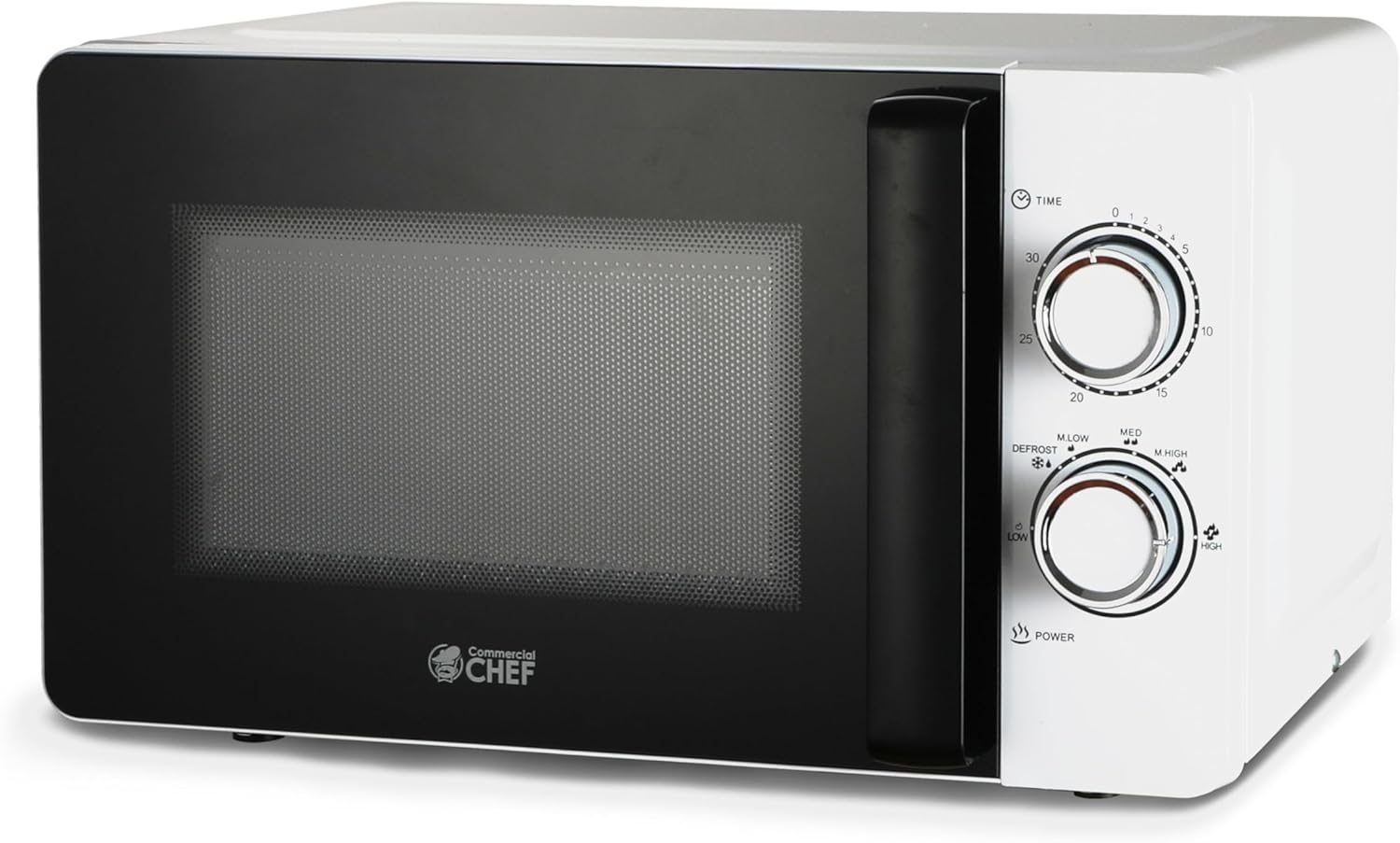 Commercial CHEF Small Microwave 0.7 Cu. Ft. Countertop Microwave with Mechanical Control, White Microwave with 6 Power Levels, Outstanding Portable Microwave with Convenient Pull Handle