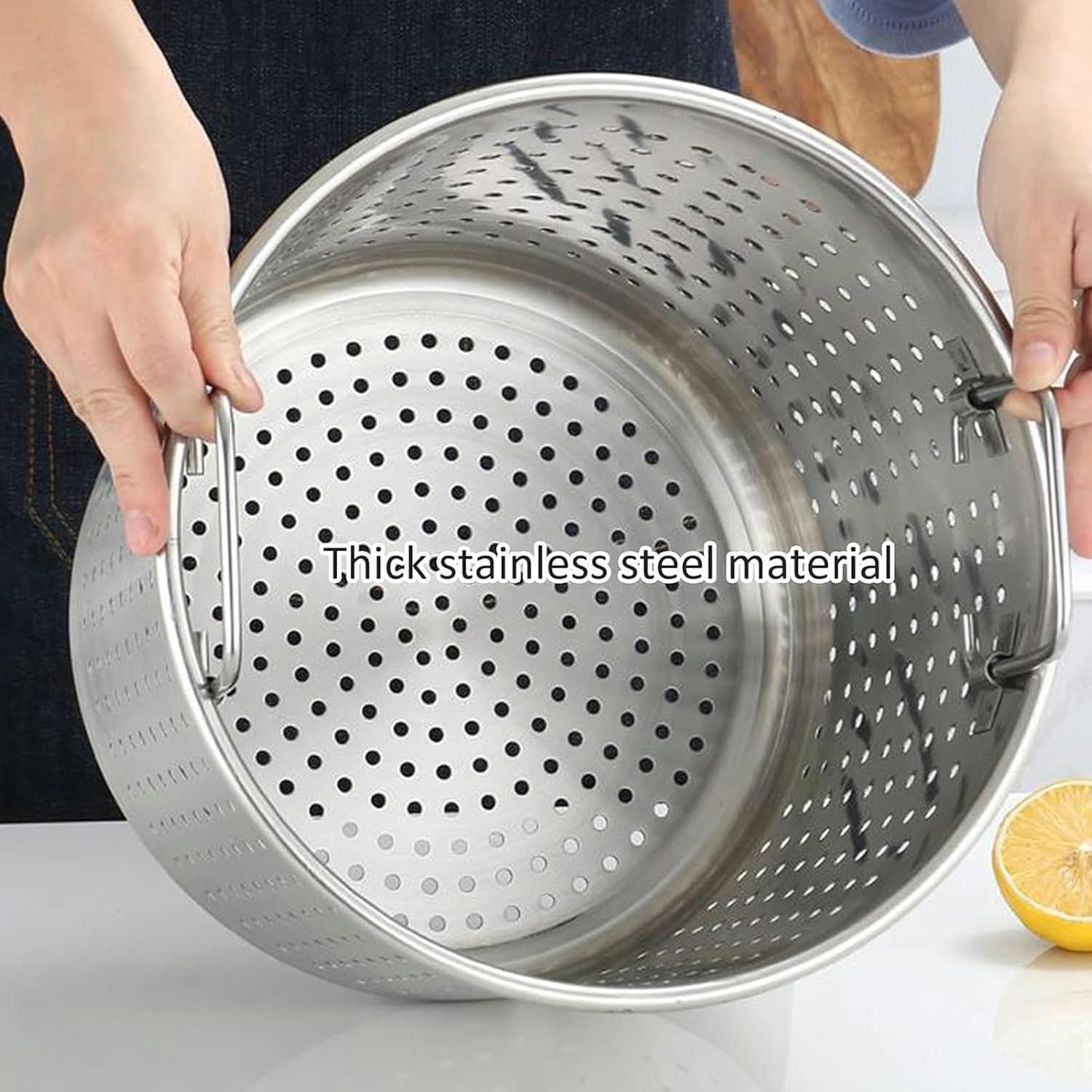 Stainless Steel Cookware Stock Pot with Lid and Strainer Basket for Boiling Seafood Deep Frying,50 * 5045cm(50 * 50cm)