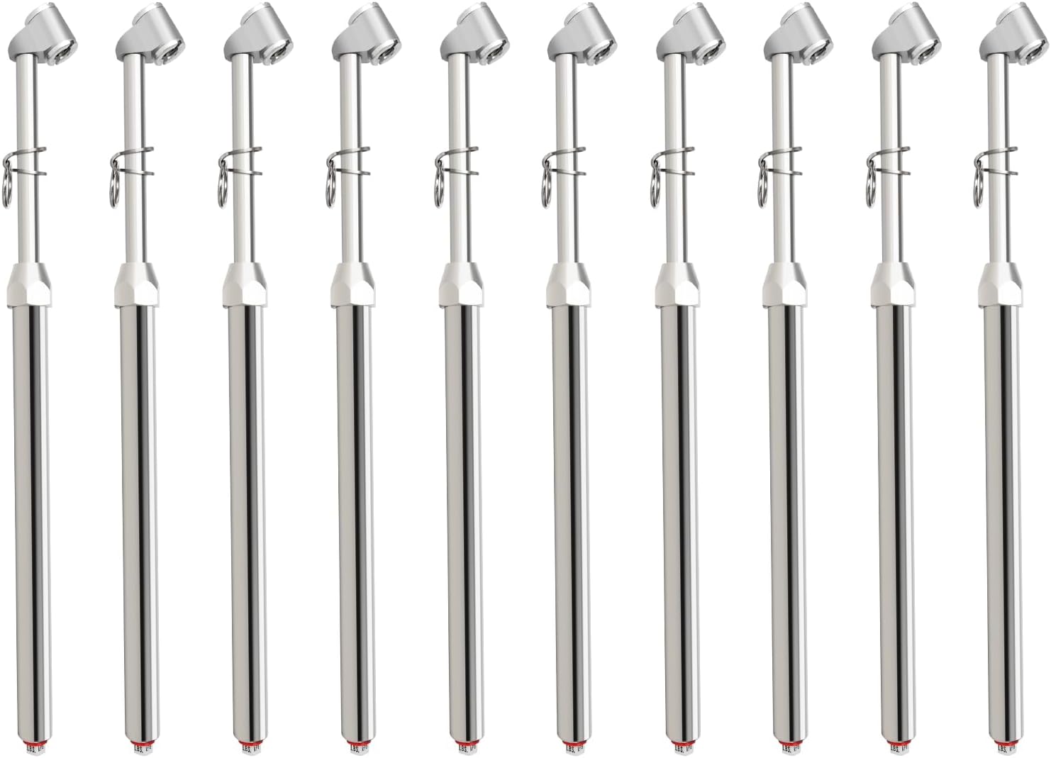 MEANLIN MEASURE 10Pcs Silver Double Straight Type Tire Pressure Gauge，Dual Head Air Pressure Gauge，Pressure Range 10-160 Psi(Suitable for Trucks, etc.