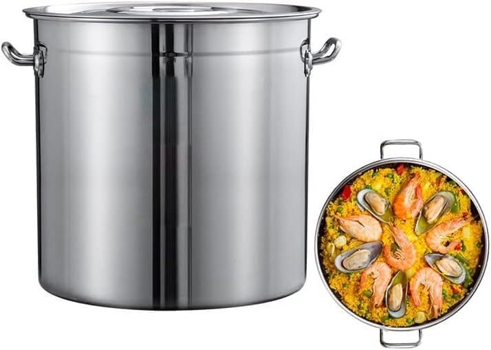 Commercial Large Stainless Steel Stockpot - Turkey Deep Fryer, Seafood Steamer, Soup Bucket with Strainer Basket & Lid(70 Litres)