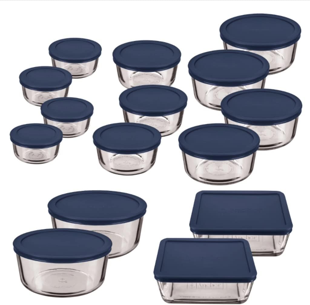 Kitchen Organizer Clear Glass Storage 30 Piece Set Lids Food Containers