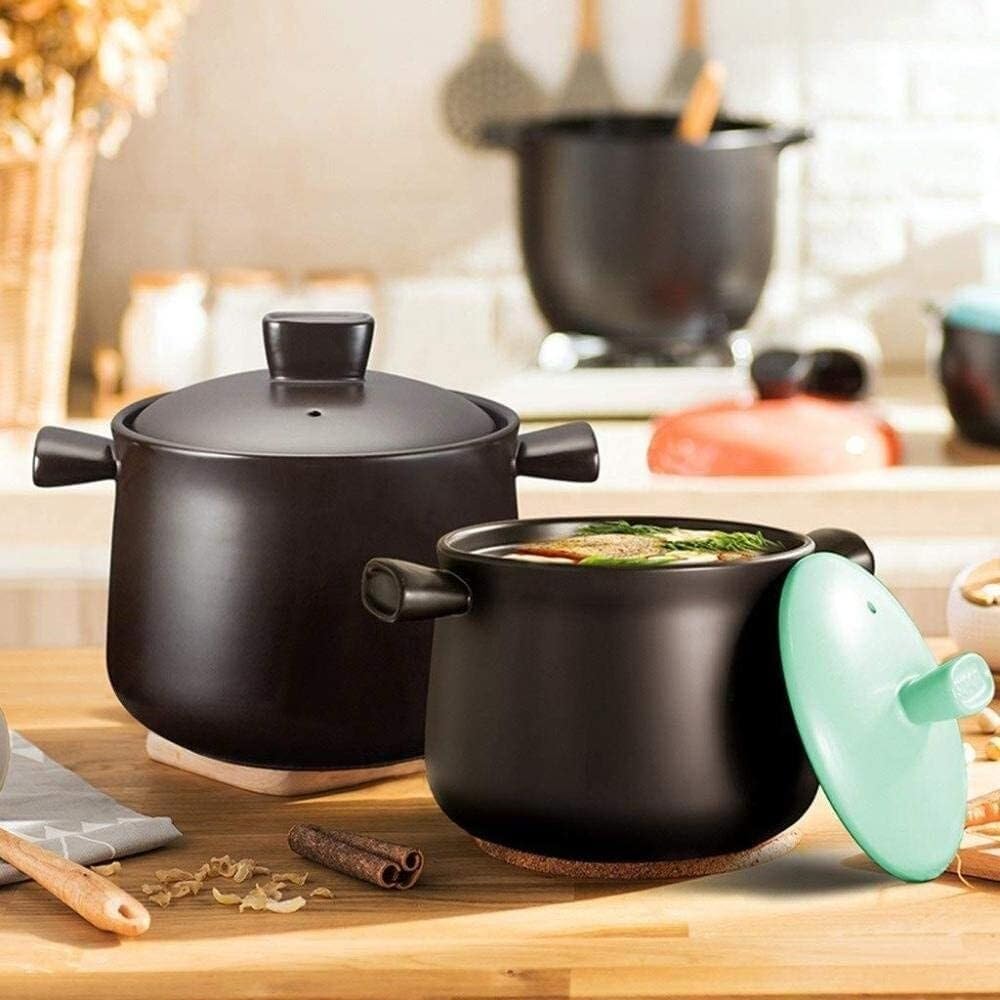 Ceramic Clay Casserole Pot, High-Temperature Resistant, Uniform Heating, 6000ml Capacity, Terracotta Stew Pot with Lid