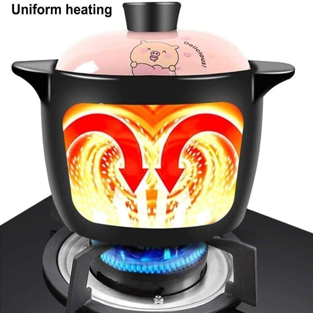 Clay Casserole Pot with Lid, Heat-Resistant Terracotta Stew Pot Ceramic Casserole Clay Cooking Pot Durable Non-Stick Pan(Size:Capacity 5L)