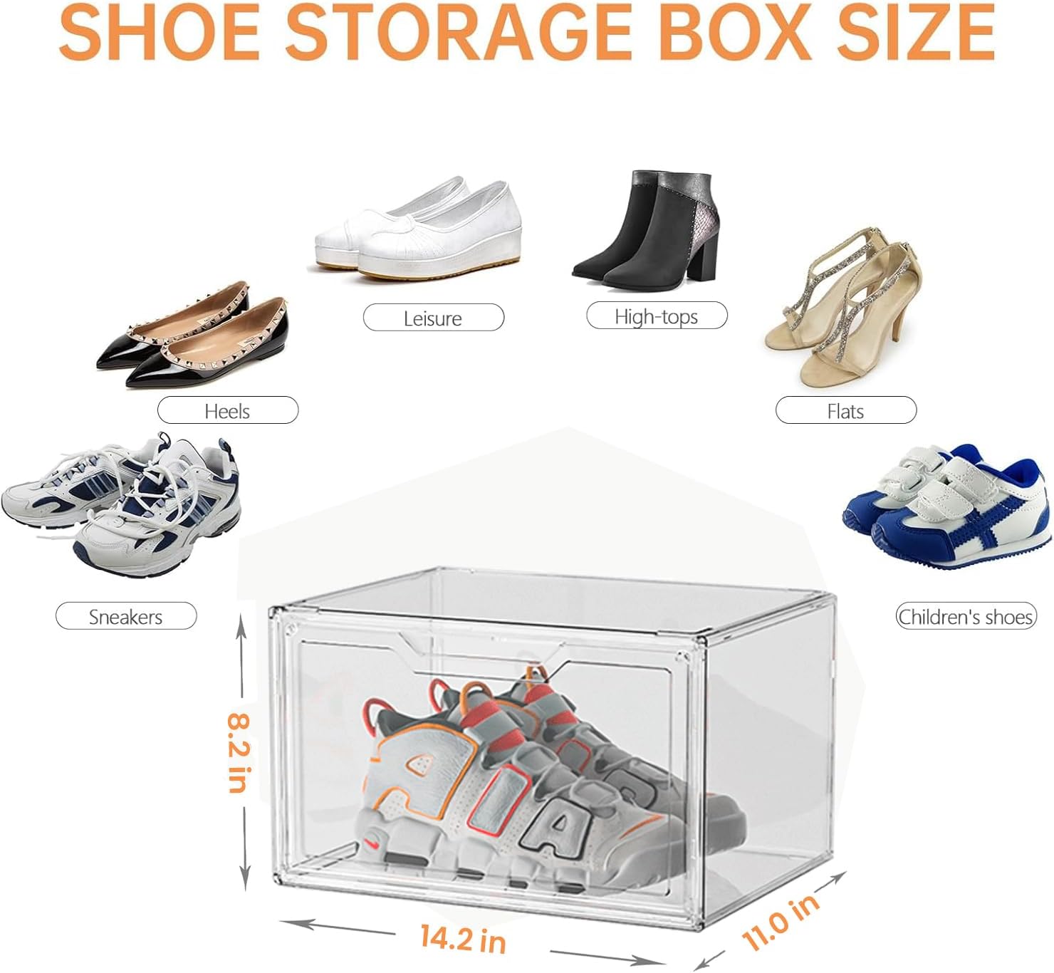 Magnetic Acrylic Clear Shoe Boxes – 360° Clear Plastic Stackable Sneaker Storage Box shoe Display Box Professional Grade Shoe Display Case, Shoe Organizer for Closet (12pcs)