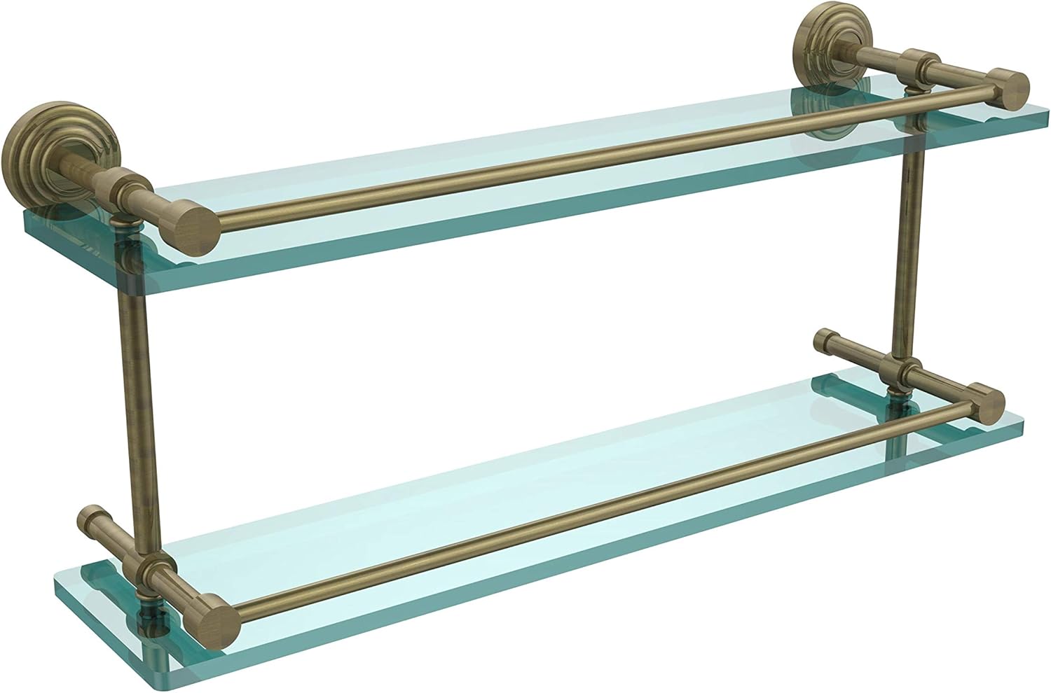 Allied Brass WP-2/16-GAL-SN Waverly Place 16 Inch Double Glass Shelf with Gallery Rail, Satin Nickel
