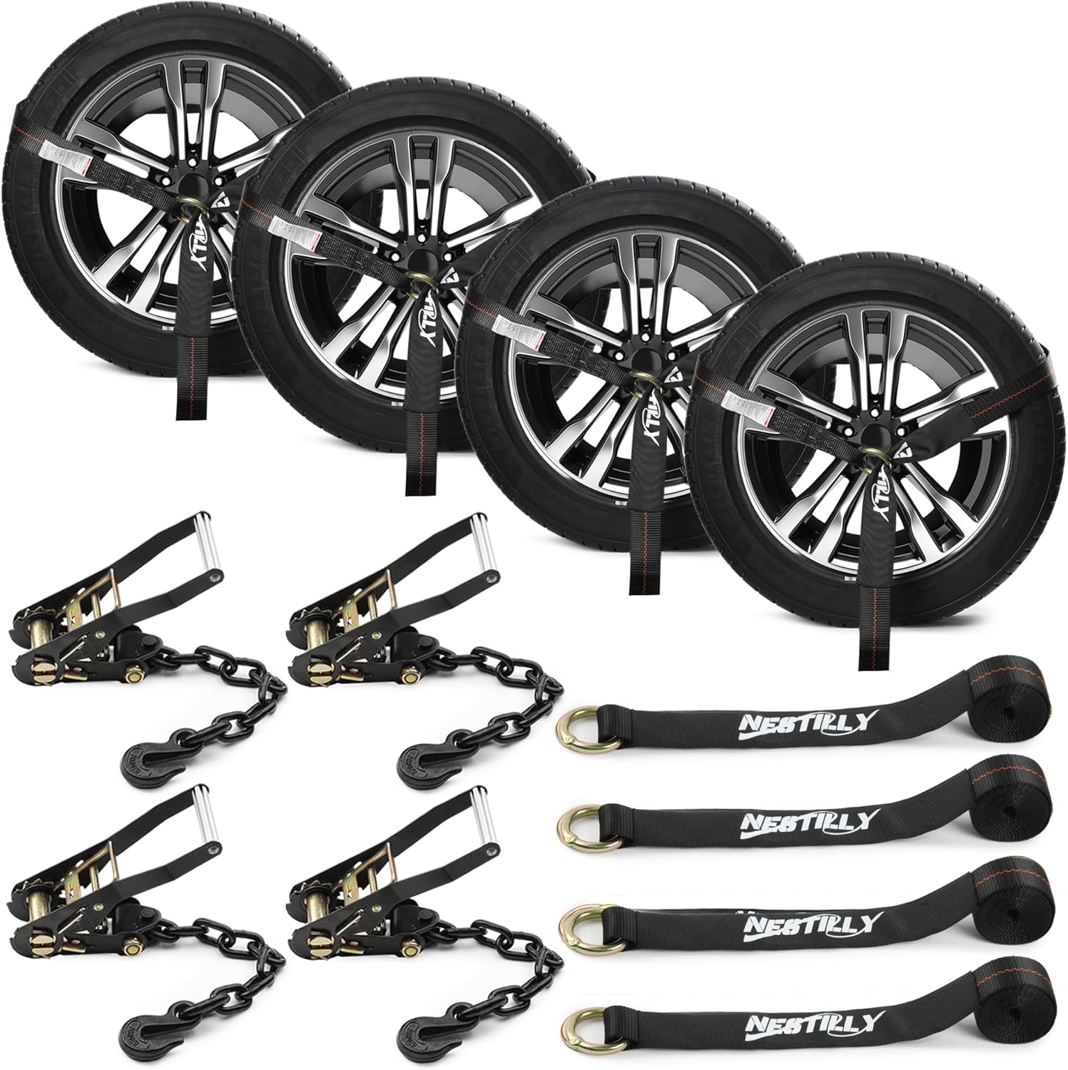 4 Pack Car Tie Down Straps for Trailers - 2