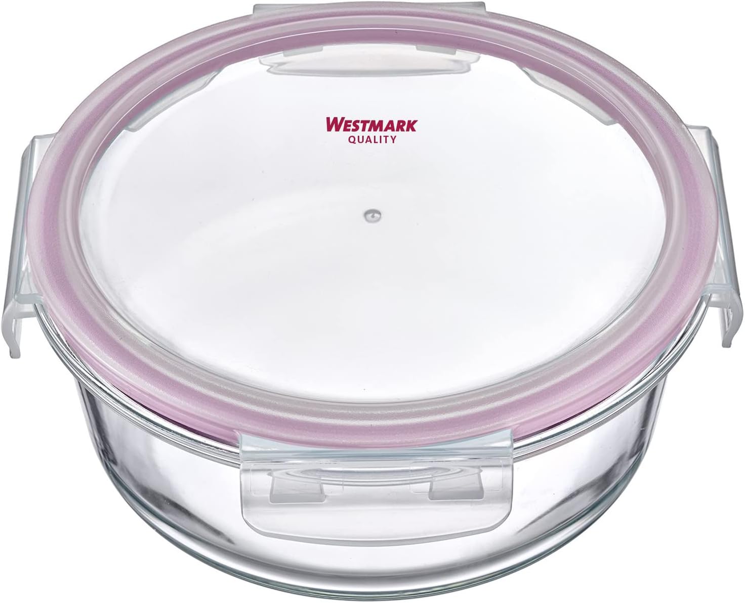 Westmark Glass Food Storage Container Round 1300 ml Microwave and Oven Safe Glass/Silicone/Plastic Transparent/Red 233522E1