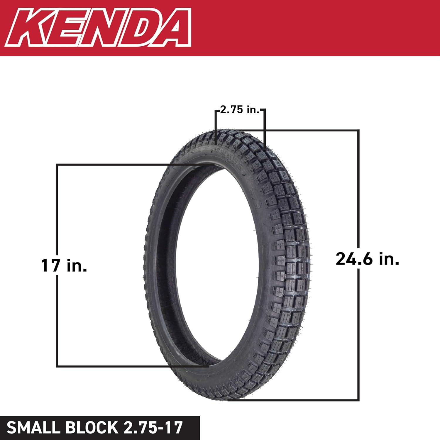 Kenda Small Block K262 Tube-Type (TT) Tires for Small Street and Trail Bikes, Dirt Bikes, and Scooters - Durable Off-Road and On-Road Performance with Keychain