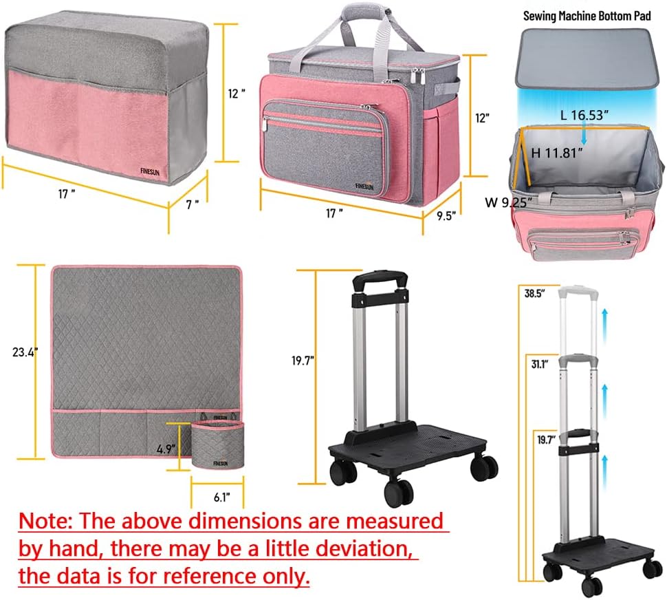 Sewing Machine Case with Wheels, Detachable Rolling Sewing Machine Carrying Case on Wheels, Rolling Trolley Tote with Multi Storage Pockets for Most Standard Sewing Machine and Accessories
