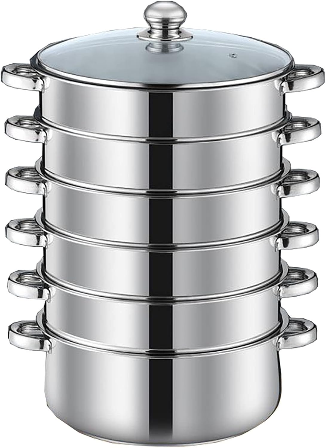 Steamer Cookware/Soup Pot/Hot Pot/400 Series Stainless Steel,3-Layer Composite Pot Bottom,Steamed Fish,Porridge,Chicken Soup,38CM