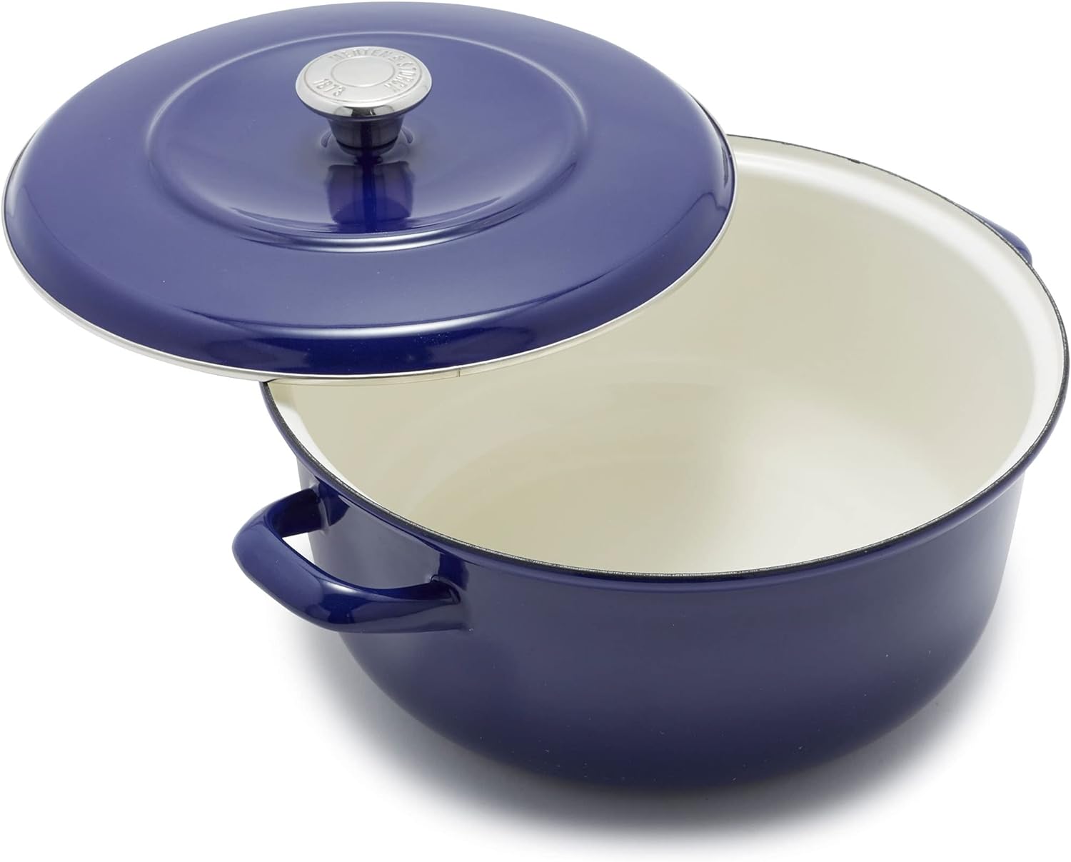Merten & Storck 5.3QT Round Dutch Oven Casserole Pot with Lid, European Crafted Enameled Iron Stockpot, Induction & All Cooktops, Braising, Stews, Roasting, Slow Cooking, Sourdough, Cobalt Blue