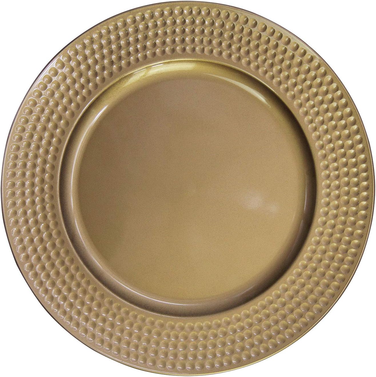 Gold Plastic Hammer Edge Charger Plates - 12 pcs 13 Inch Round Wedding Party Decroation Charger Plates (Hammer Gold, 12)
