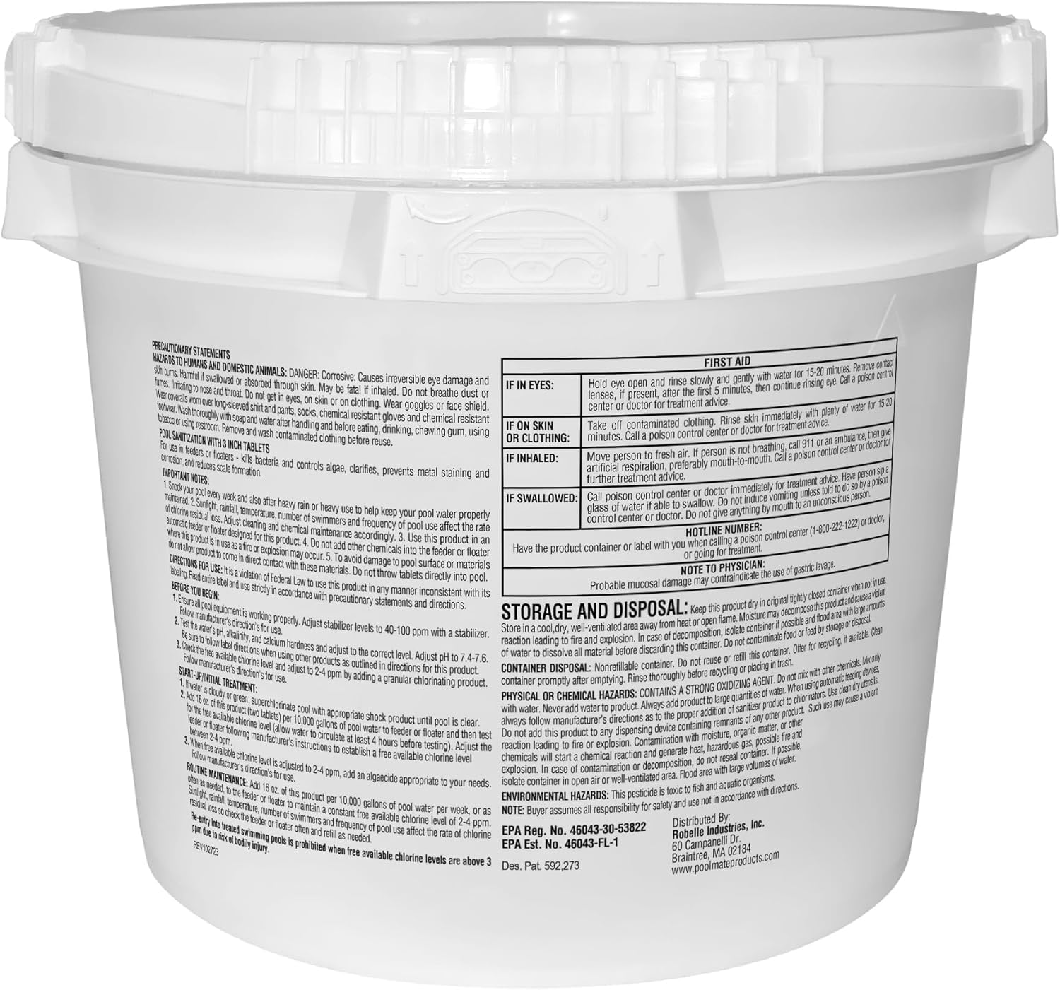 Pool Mate 25-Pounds All-In-1 Swimming Pool 3 Inch Chlorinating Tabs, Chlorine Tablets 3 Inch, Sanitizer, Clarifier, Stain Inhibitor, Algae Control, Descaler, Sunlight Protector all in one, Made in USA