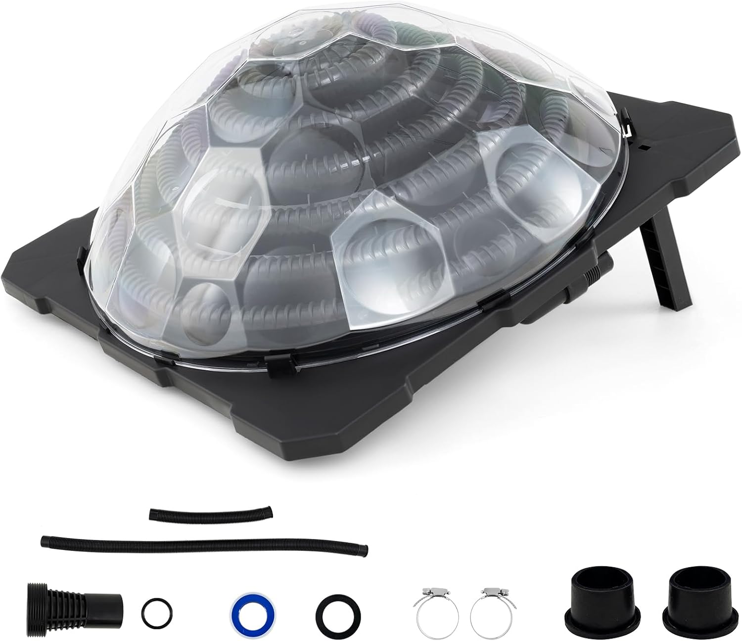 Goplus Solar Pool Heater Above Ground, 2 PCS Inground Swimming Pool Dorm Heater with Rotatable Hose Connectors and Foldable Legs, Solar Powered Water Heating (2 Packs)