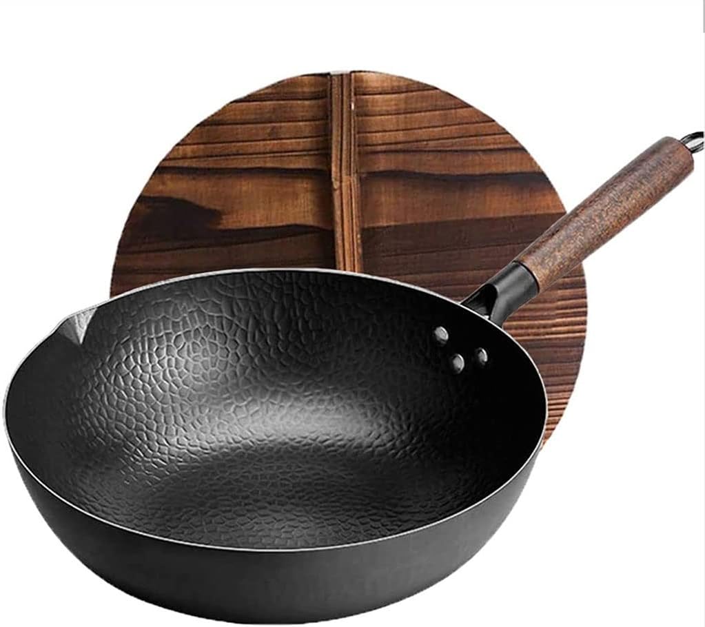 Iron Wok Traditional Handmade Non-stick Pan Non-coating Gas Cooker Cookware