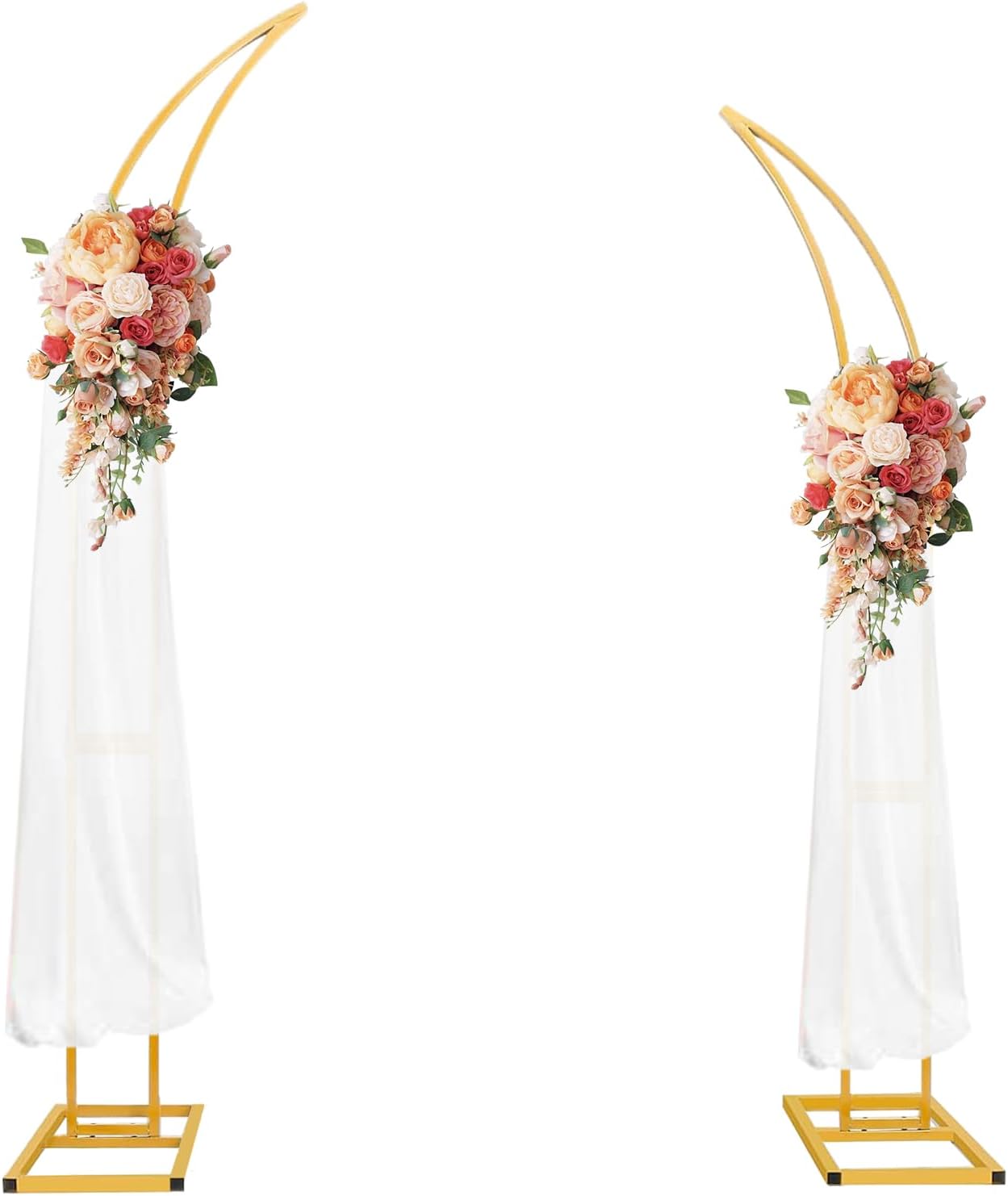 Curved Large Metal Arch Backdrop Stand, Set of 2 Wedding Arch Stand Flower Arch Stand Backdrop Arch Floral Wedding Arches for Ceremony Birthday Anniversary Valentine'S Day Decorations(6.9FT & 6.2FT)