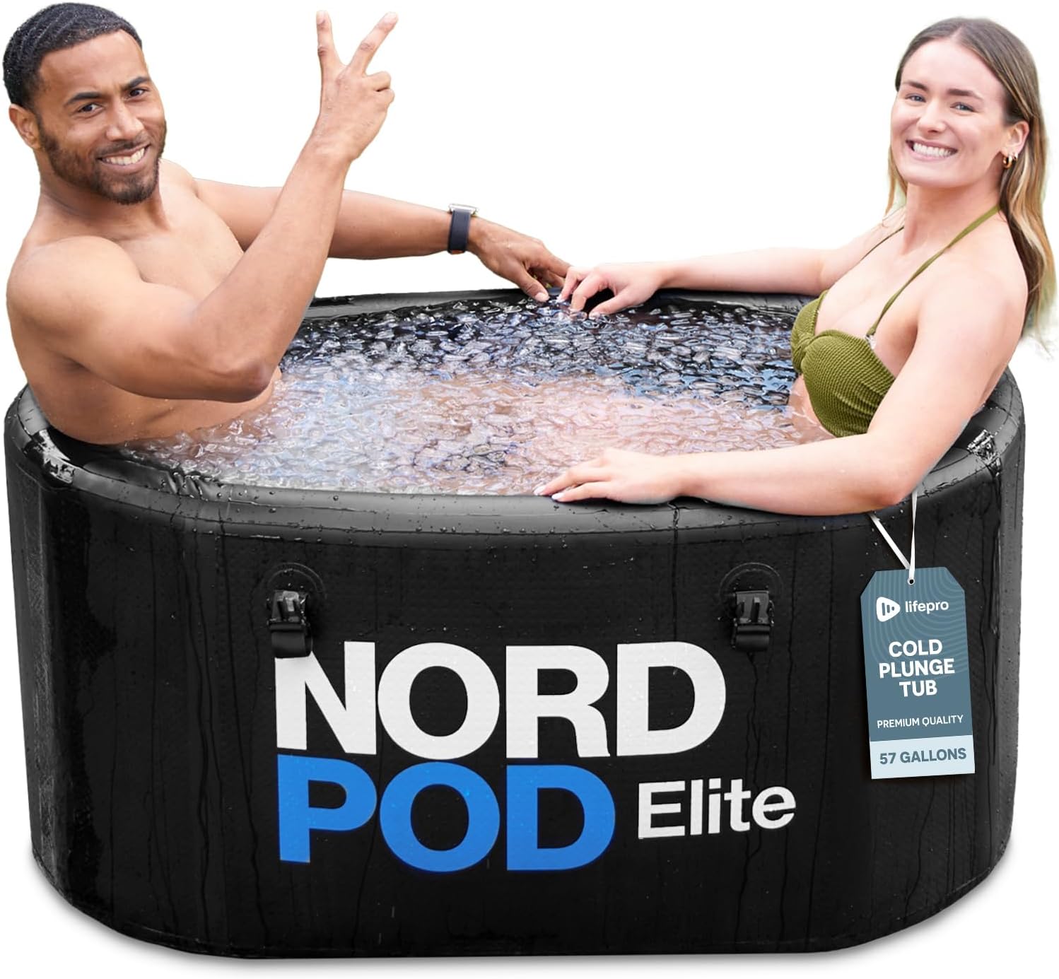 Lifepro NordPod Elite Cold Plunge Tub – Portable Ice Bath for Recovery & Therapy – Outdoor/Indoor XL Plunge Tub with Lid & Air Pump – 57 Gallon Capacity