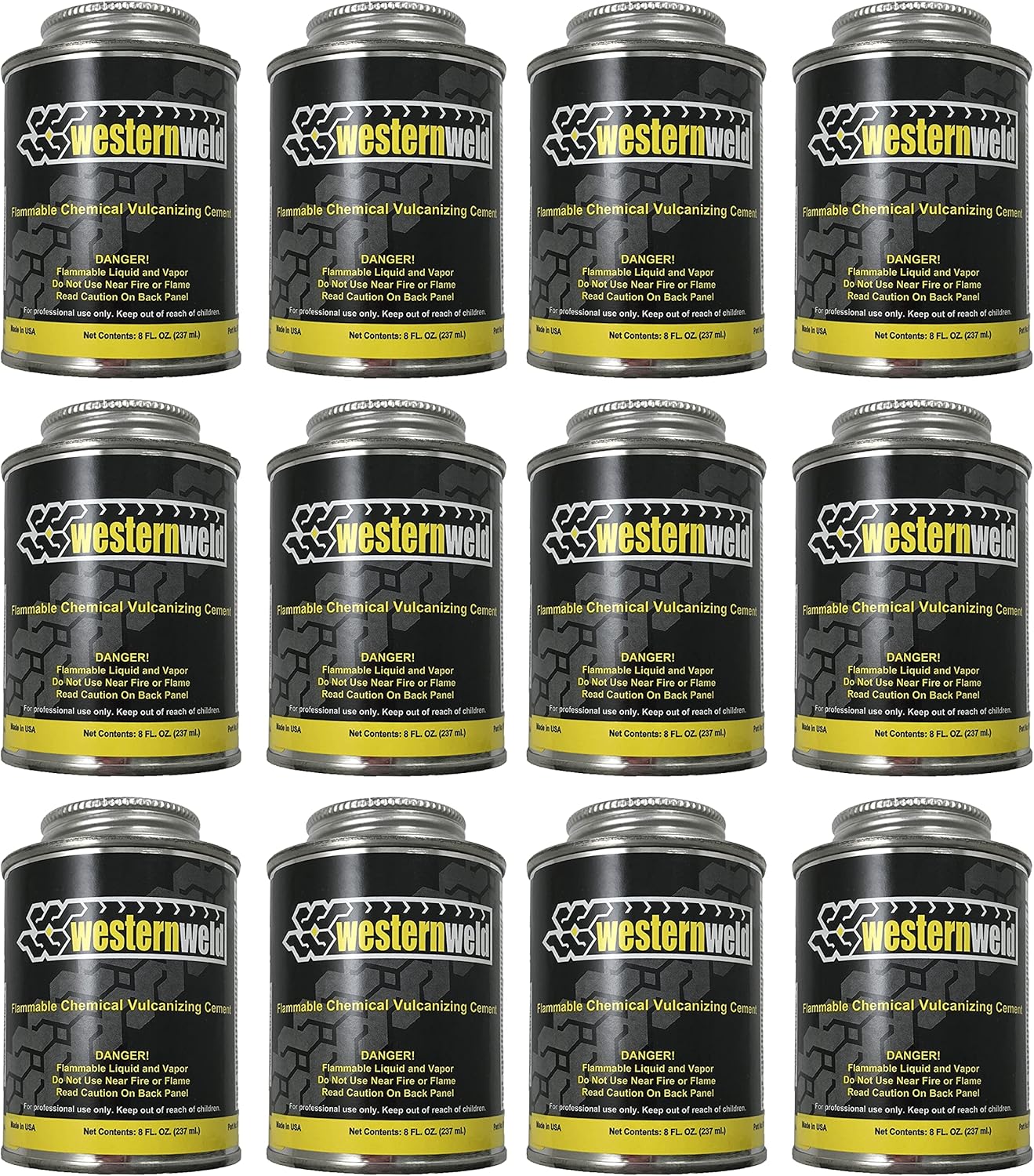 Sherco-Auto Clear All Purpose Tire Repair Vulcanizing Cement Brush Top Can 8 oz - 12 Pack - Made in USA