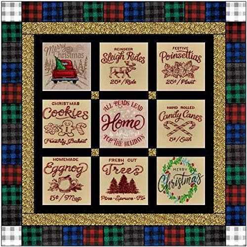 Material Maven Quilt Kit Christmas Farmhouse Style/Pre Cut Ready to Sew/Finished Embroidery
