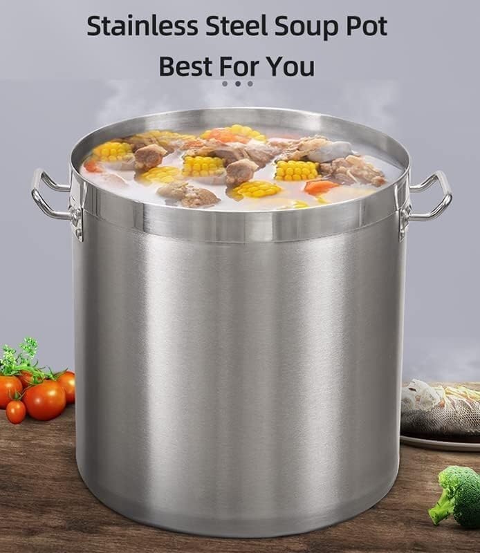 Large Stainless Steel Stock Pot with Lid & Steamer Basket - Ideal for Crawfish, Clams, Tamales, Chili, and Soups(70 Litres)