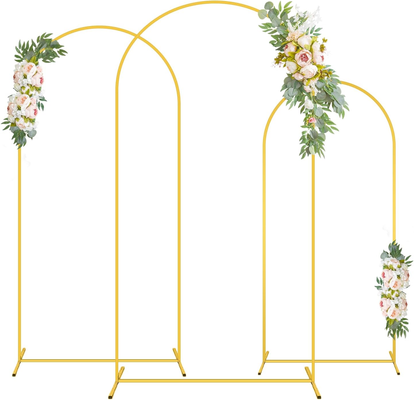 Gold Arch Backdrop Stand Set of 3 6FT 6.6FT 7.2FT Metal Arch Stand for Party Wedding Arch Frame Stand for Reception Balloon Arch Stand Set of 3 Photo Backdrop Frame for Baby Shower