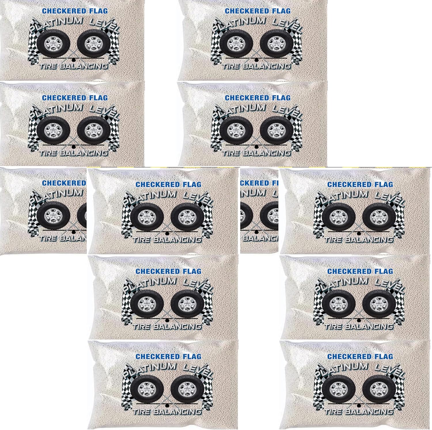 Checkered Flag Tire Balancing Beads 12oz, Case of 12-12oz Bags, 144oz Total Balance Beads for Semi Truck, Off-Road Vehicles, Tire Beads Include (12) Caps and Filtered Valve Cores