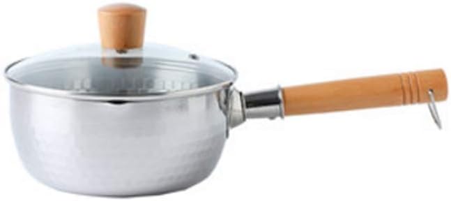 Stainless Steel Cooking with Lid Pot Soup Stock Pot Snow Noodle Porridge Food Pot Milk Heating Wood Handle Pot Cookware