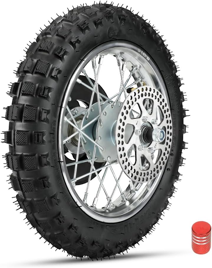 FVRITO Rear Wheel Assembly Replacement for Razor MX500 MX650 SX500 Mini Dirt Rocket Bike 2.50-10 2.50x10 Tire Tube Rim Chain Sprocket Axle Brake Rotor Parts