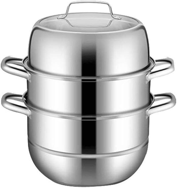 Steamer 304 Stainless Steel Household Three-layer Thick Two-two-layer Large Steamer Drawer Multi-layer Induction Cooker(One Color-30cm