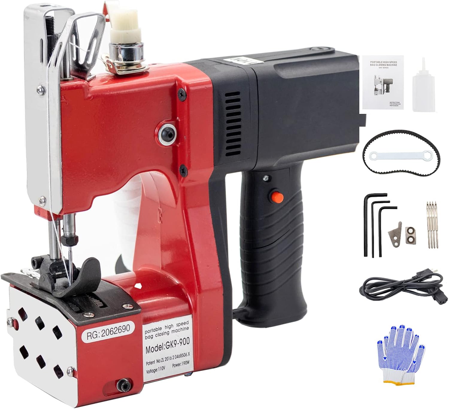 Electric Bag Sewing Machine - Ind. Handheld Bag Closer & Closing Stitcher GK9-900 for Woven Rice & Leather Bags