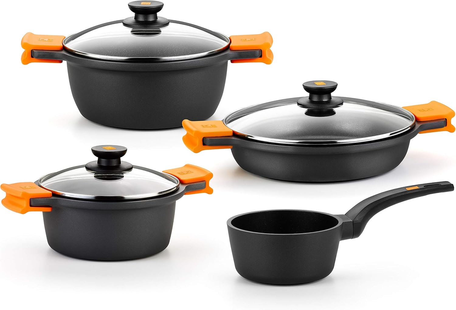 Bra Efficient 7-Piece Cast Aluminium Non-Stick Cookware Set for All Heat Sources Including Induction