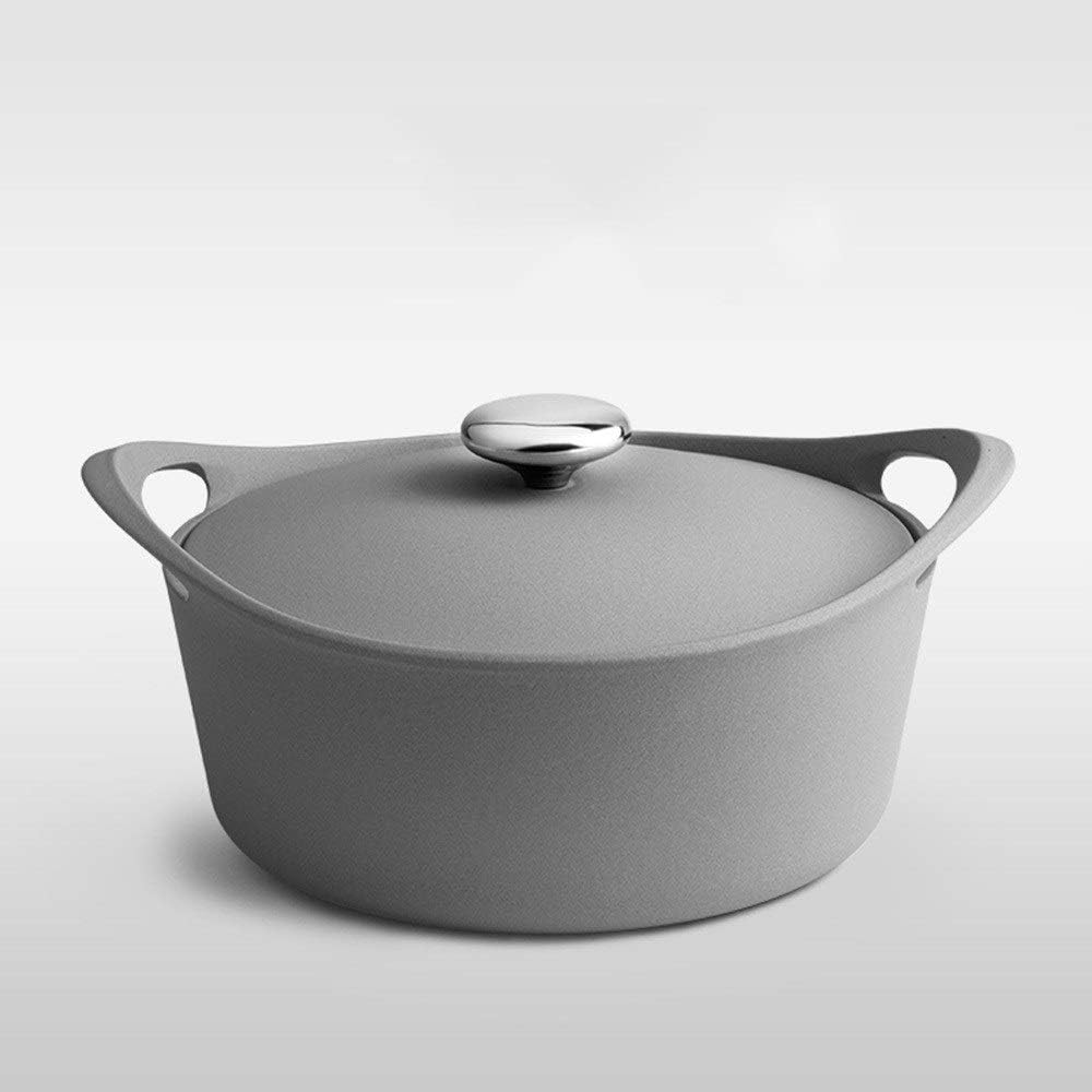 Kitchen Pre Seasoned Cast Iron Dutch Oven with Handle and Cover Casserole Dish(Gray)