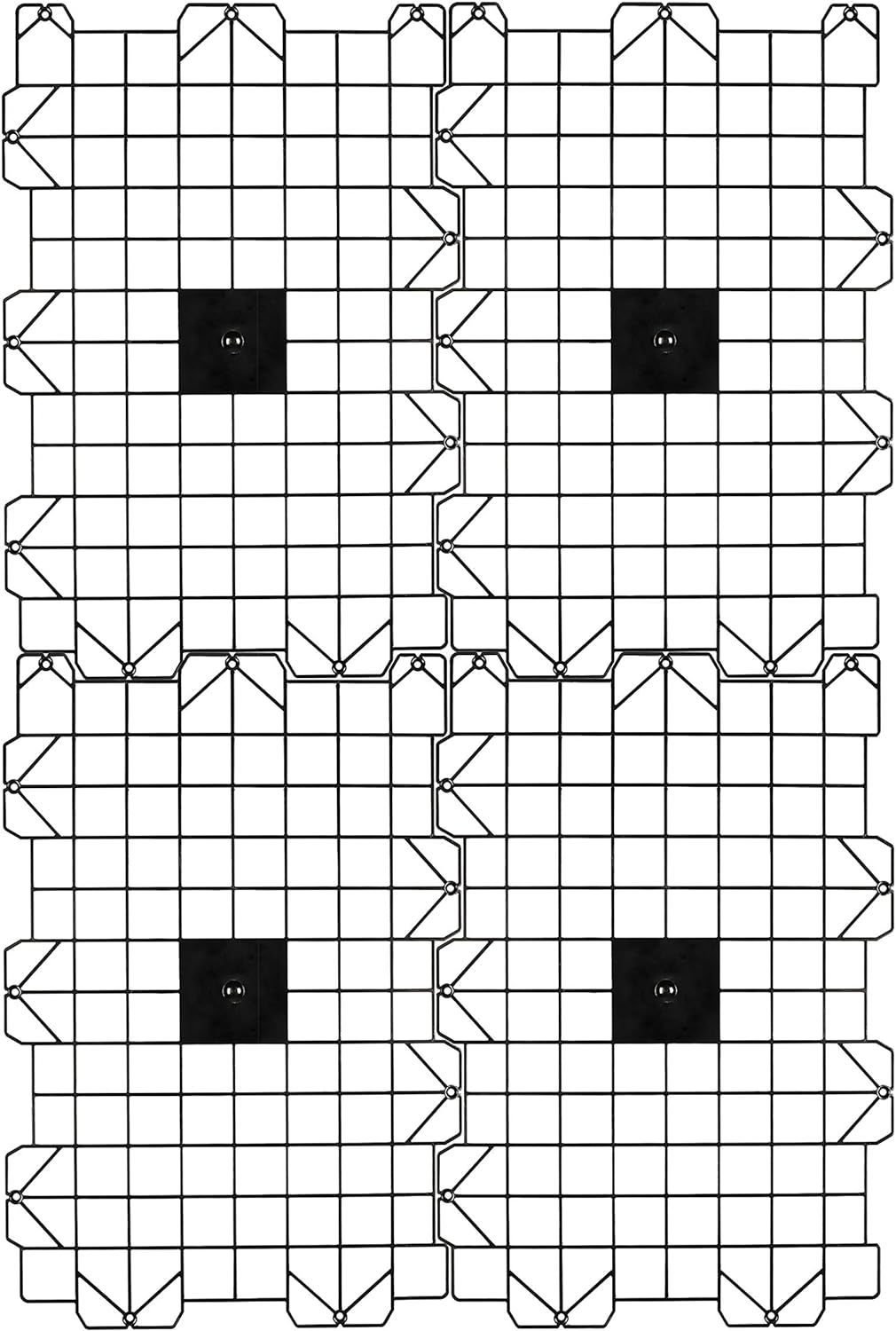 Flooring Storage System, Walking Deck Pallet Boards for Attic, Easy Installation Floor System for Garage, Roof and More, 4 Panels Included - Black