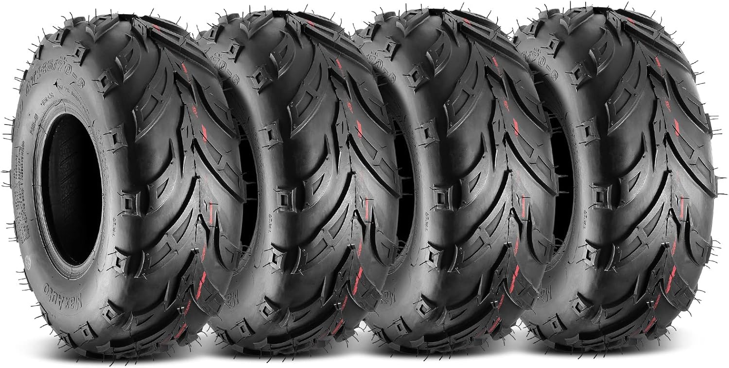 MaxAuto 145 70 6 ATV Tires 145/70-6 Mini Bike Tires 145 70-6 Go Kart Tire AT 145x70-6 Tire 4PLY Tubeless, Set of 4