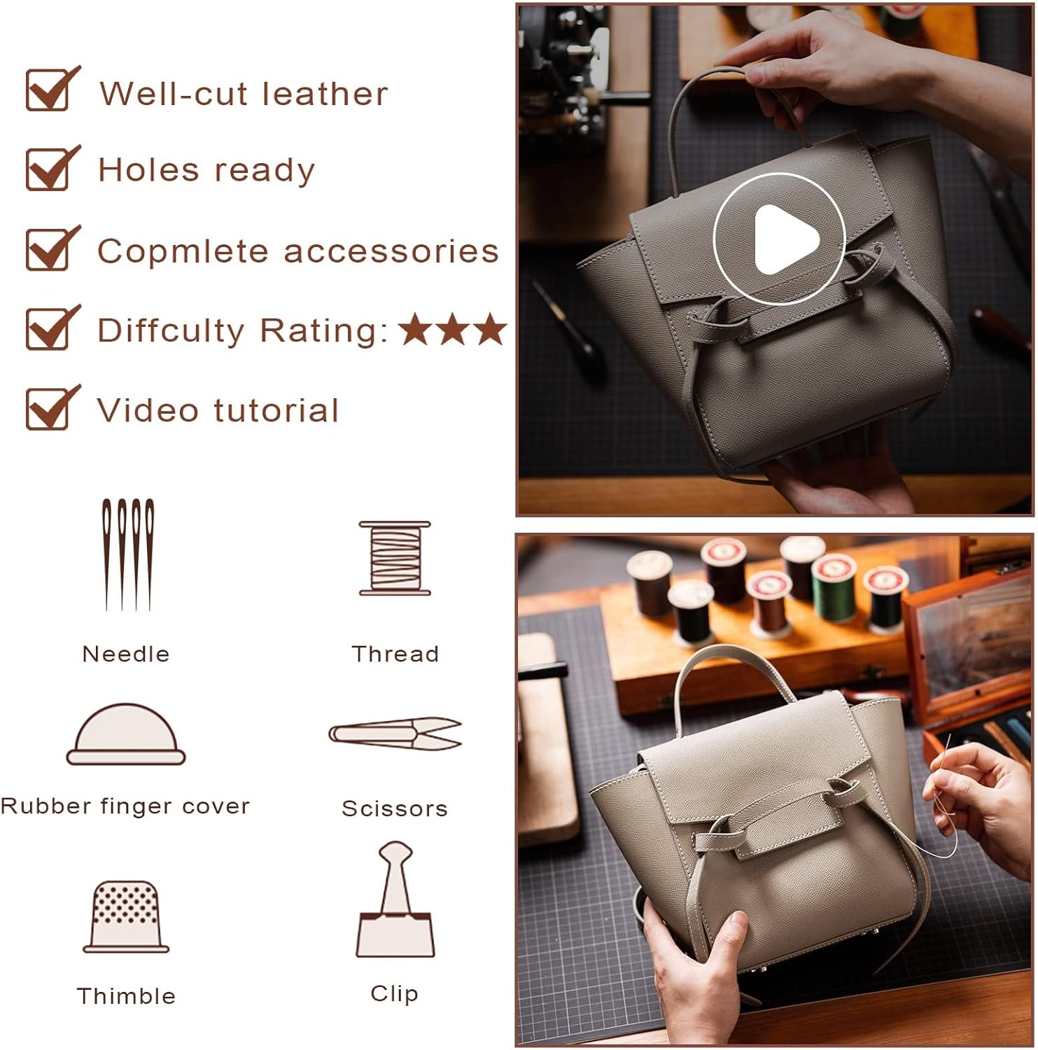 POPSEWING DIY Leather Bag Kit, Designer Belt Bag for Women, DIY Shoulder Purse for Adults, Leather Purse Making Kit with Sewing for Girl, Personalized Gifts