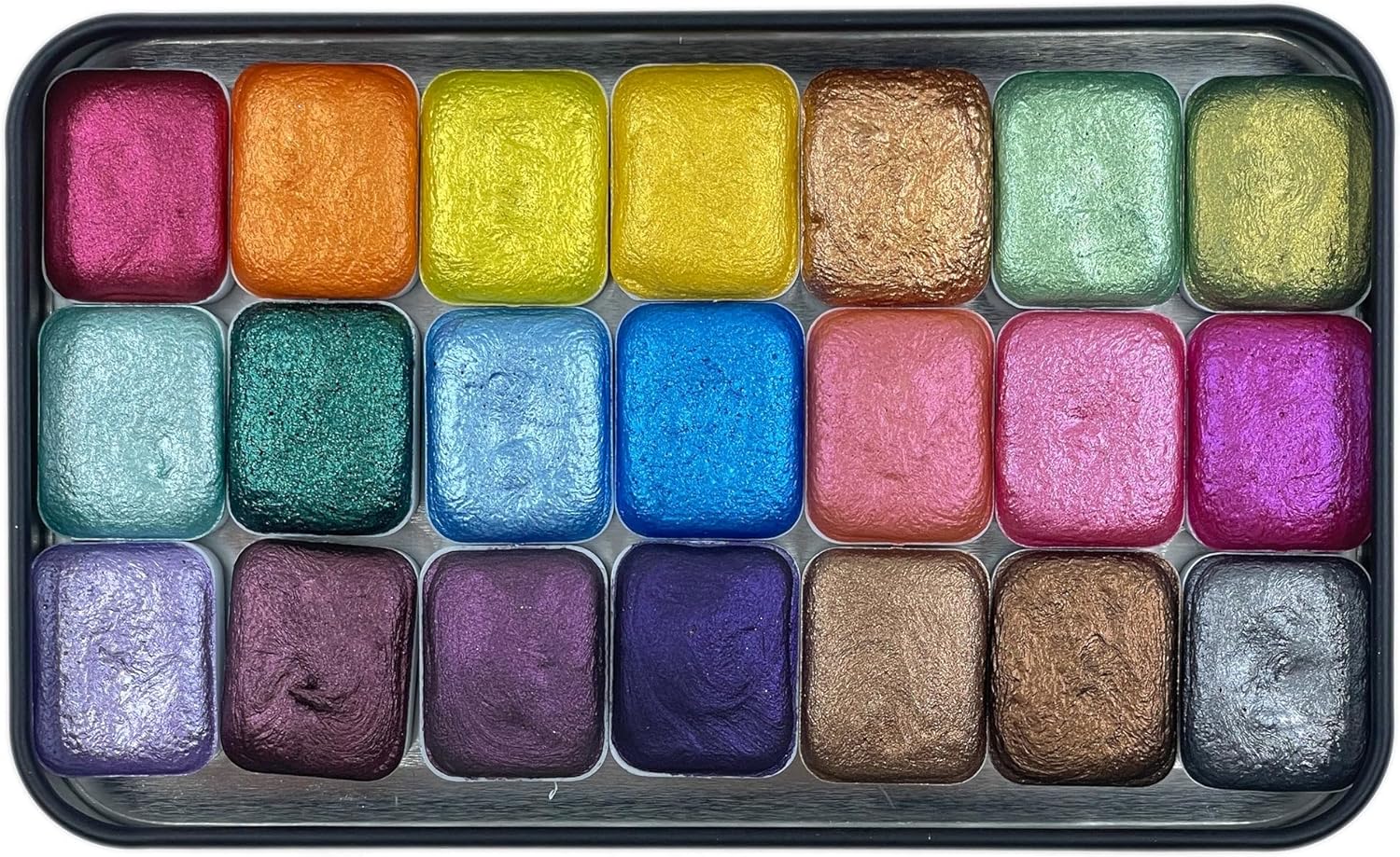 IUILE Handmade Watercolor Paints - Mica Q21-1 Quarter Pan Set (21 colors)