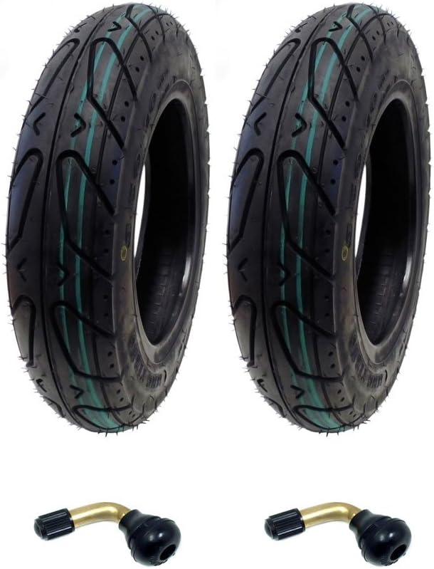 MMG Set of 2 Scooter Tubeless Tire 3.50-10 Compatible with Adly Breeze 50 and Sprint 50 and compatible with other 50cc Scooters, Includes 2 TR87 Bent Valve Stems