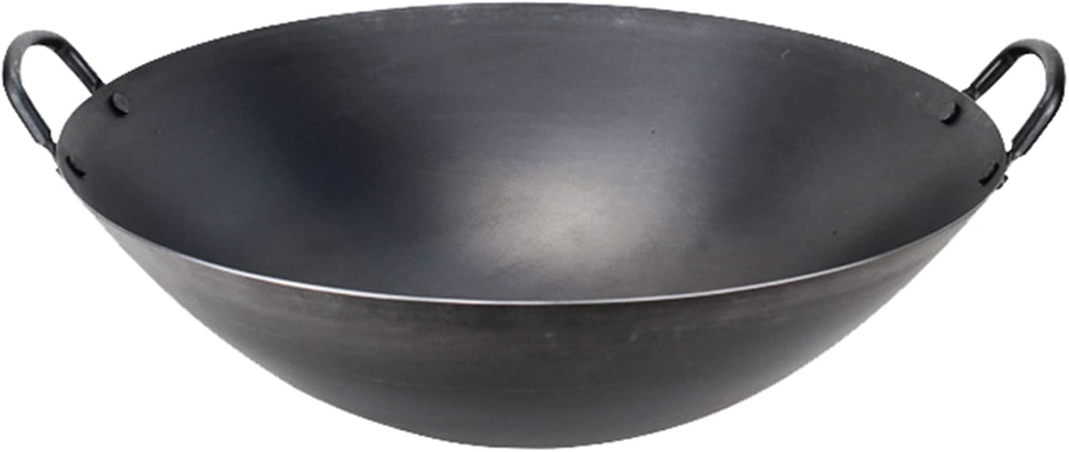 Large Iron Wok, Commercial Home Hotel Chefs Use The Stir-Fry, The Round Bottom of The Wok is Uncoated,70X70X20Cm,50x50x15cm