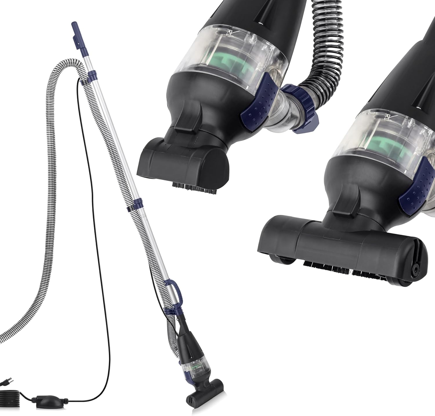 Alpine Corporation Traditional Pond Vacuum with Adjustable Telescopic Handle and 2 Brush Heads