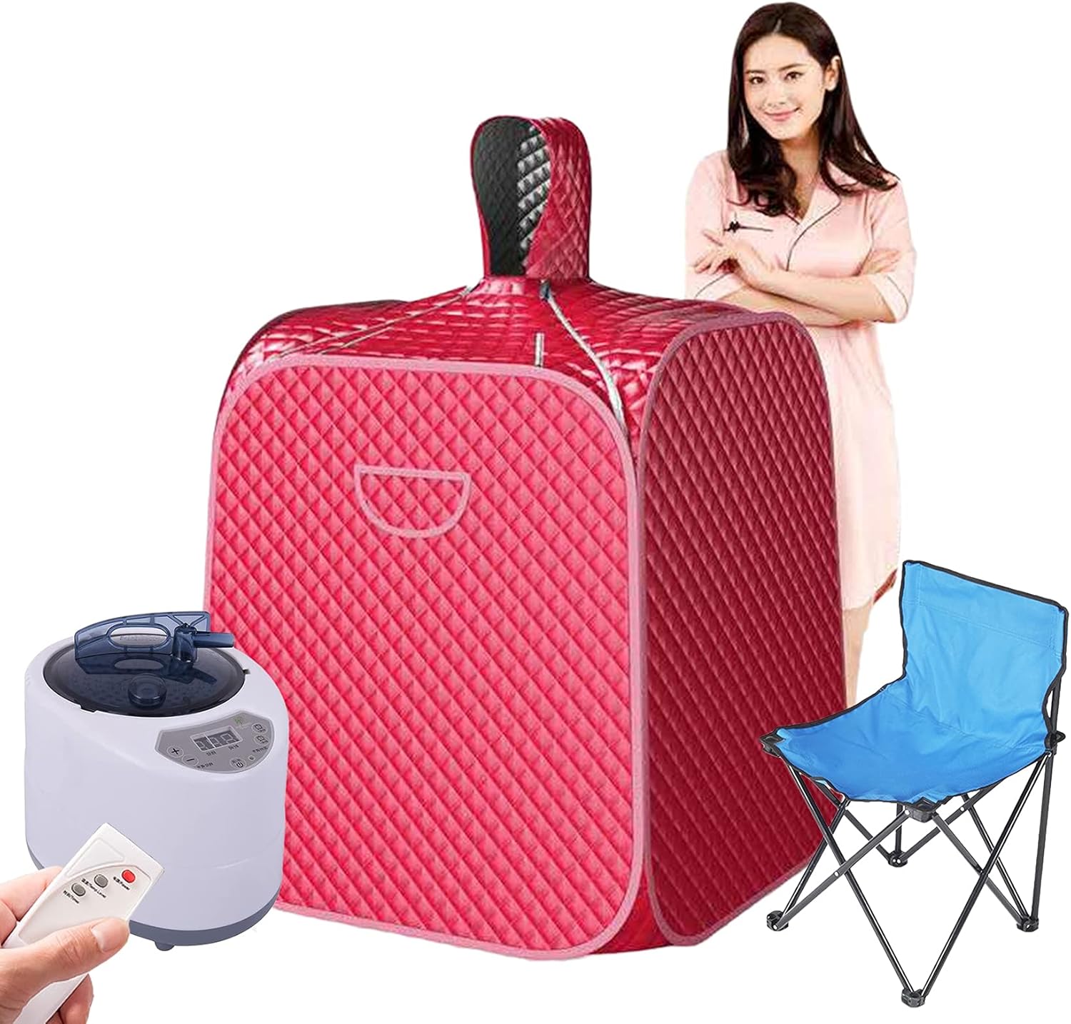 2L Portable Personal Steam Sauna Spa with Chair, 9-Level Temperature Control Timer and Steam Generator
