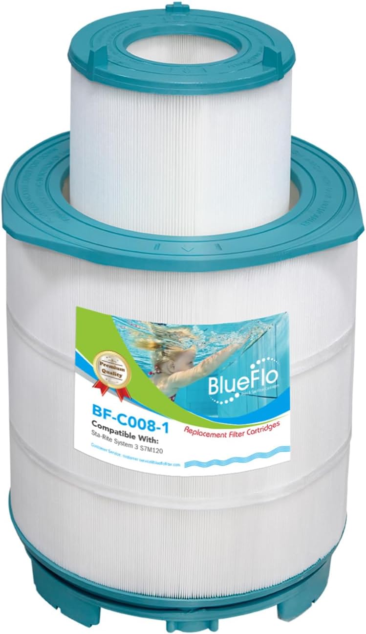 S7M120 Pool Fliter Cartridges Inner and Outer Set Replacement for System 3 S7M120, Sta-Rite 25021-0200S & 25022-0201S, SR300, Pentair 300sq.ft (Peacock Blue)