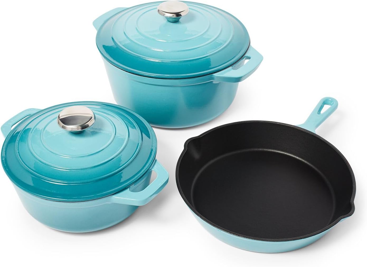 Sur La Table Enameled Cast Iron Cookware Set – Includes 5-Qt & 2.5-Qt Dutch Ovens with Lids and 10