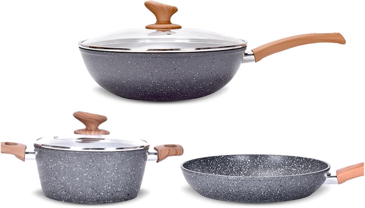 Non-stick Skillet Stockpot Iron Pot Three-piece Set Cooking