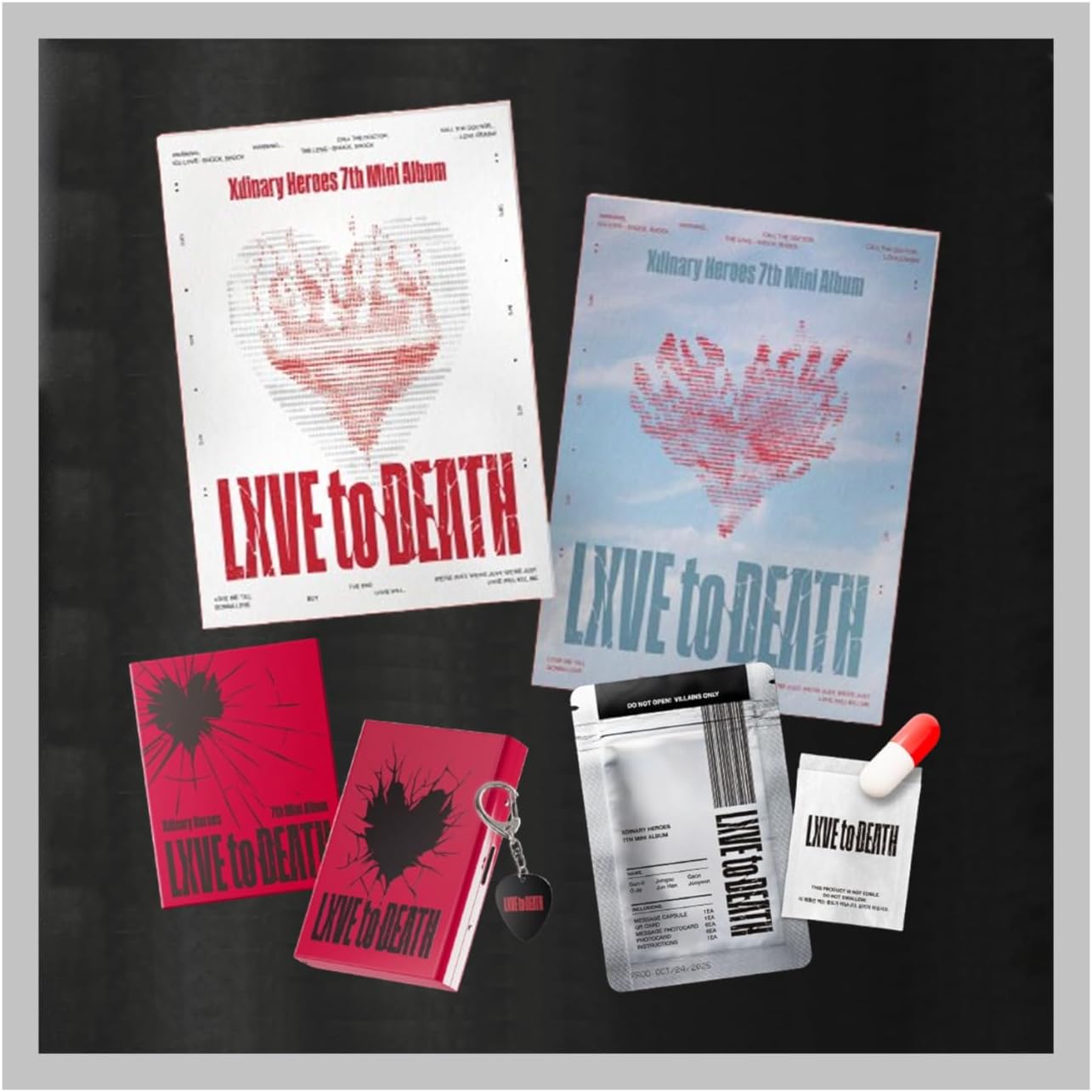 Xdinary Heroes LXVE to DEATH 7th Mini Album with Tracking Sealed XH (Full Set:Love Sick+The End+NEMO+Tin Case)