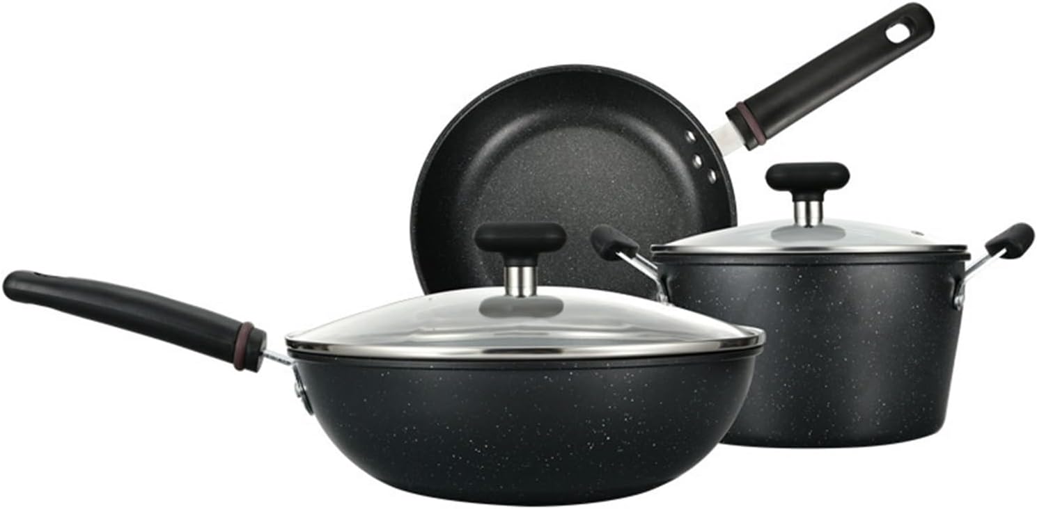 Three-piece Wok Set Saucepan Non-stick Stockpot piece Household Combination